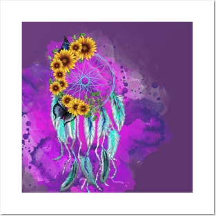 Purple Sunflower Splash Posters and Art